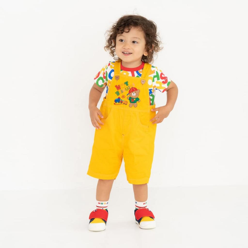 MIKIHOUSE HOT BISCUITS Boys and Size LL 6-Piece Overalls, Girls, Kids' Clothing, Yellow, (100-110cm), 72-3301-495