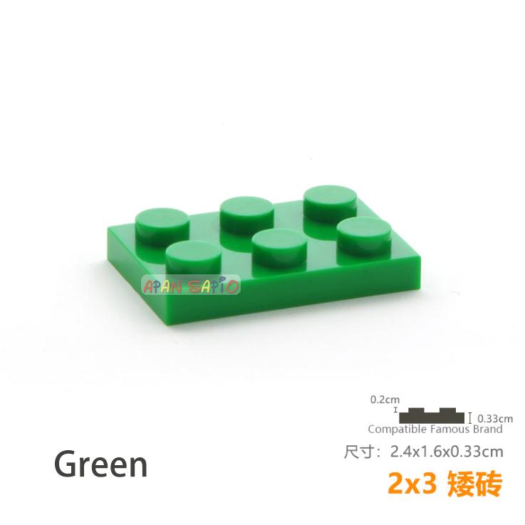 

10pcs/lot DIY Blocks Building Bricks Thin 2X3 Educational Assemblage Construction Toys for Children Size Compatible With Brand зелений