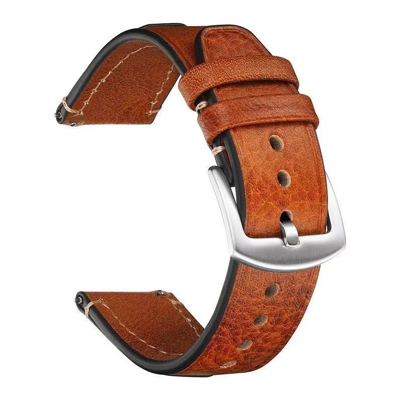 18mm 20mm 22mm Double-Layer Genuine Cowhide Leather Quick-Release Watch Strap Unisex for Samsung Smartwatches Huawei Watches Panerai