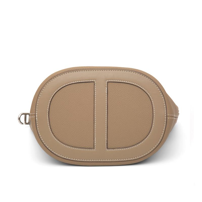 First Layer Cowhide Vegetable Basket Women'S Bag Large Capacity Fashion Shoulder Crossbody Portable Bucket Bag