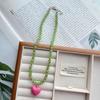 Acrylic Glass Beaded Chain Spring Summer Choker Necklace Fashion Heart Pendant  Neck Accessories