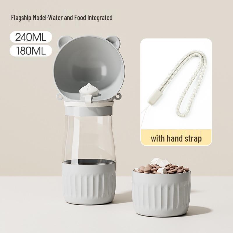 Portable Cute Bear Head Pet Water and Food Dispenser for Outdoor Travel