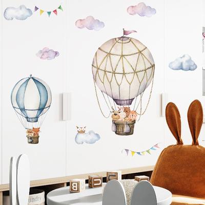Removable Wall Sticker Cartoon Hot Air Balloon Kindergarten Children's Room Beautification Self-adhesive Wall Sticker