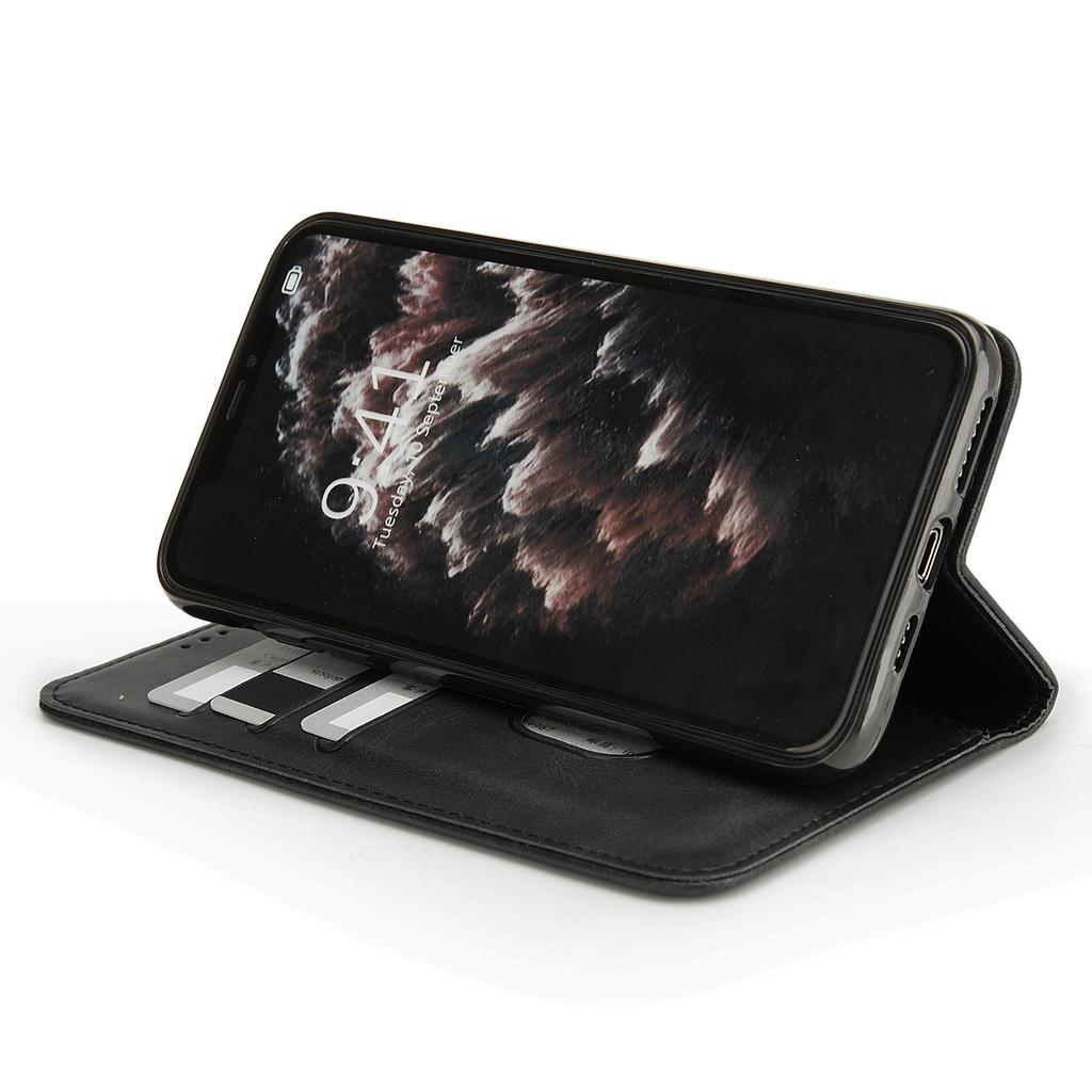 For iPhone 16e Stand Case Lucky Deer Imprinted Magnetic Closure Leather Wallet Phone Cover