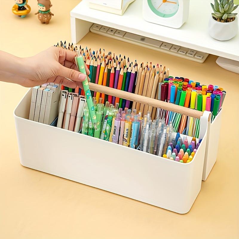 1pc Large Adjustable Plastic Storage Caddy with Handle - Portable Organizer for Art Supplies, Crafts, Colored Pencils, Makeup
