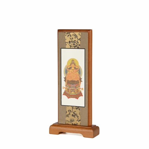 Oda Kobo Standing Hanging Scroll for Buddhist Altars, Modern Stand, 20cm Tall (Shingon Sect, Walnut Color)