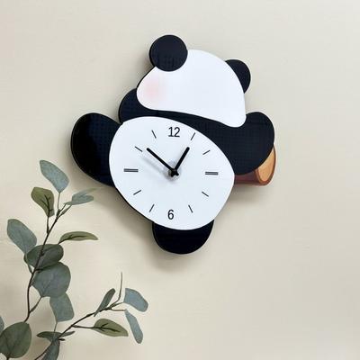 Festival Gifts Cartoon Swinging Panda Wall Clock Silent Animal Hanging Watch Time Accuracy Wooden Digital Clock Living Rooms