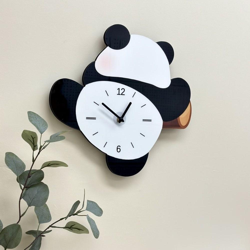 Silent Swinging Panda Wall Clock Cartoon Hanging Watch Festival Gifts Digital Clock  Living Rooms