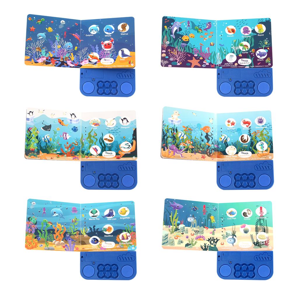 Elektronische Kinder-Hörbücher mit Melodie & Lichtern Schlagzeuggeräuschen Tieren Kognitive Bücher Interaktives Vorschul-Lernspielzeug