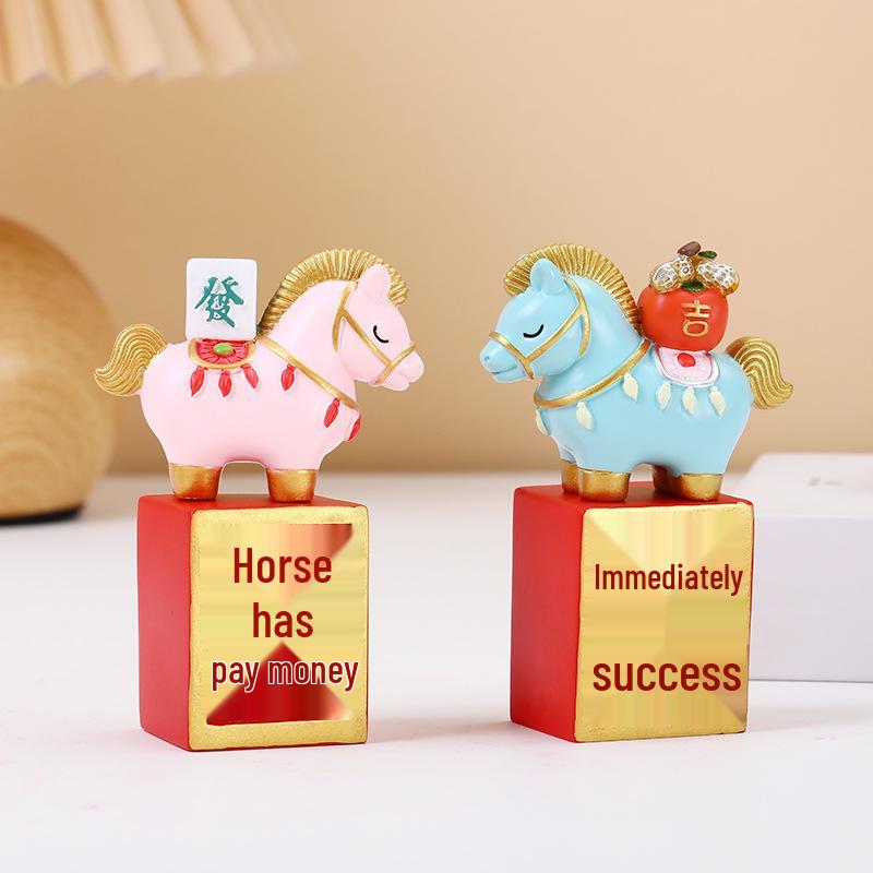 Tierkreiszeichen Jahr des Pferdes Harzfigur: Chinesisches Neujahrsornament & Geschenk