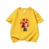 Kids Cotton T Shirt Red Flower Girl Print Crew Neck Short Sleeve Tee Casual Breathable Boys Girls Summer Tops