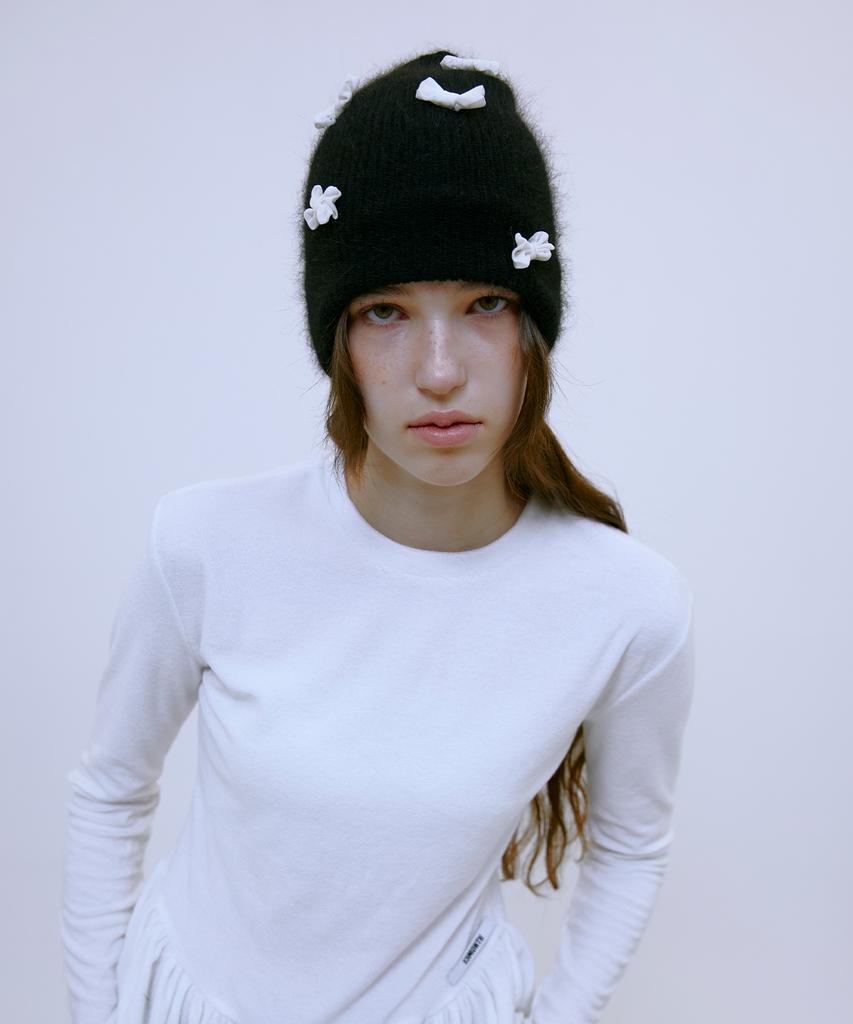 13MONTH Ribbon Mohair Beanie (Black)