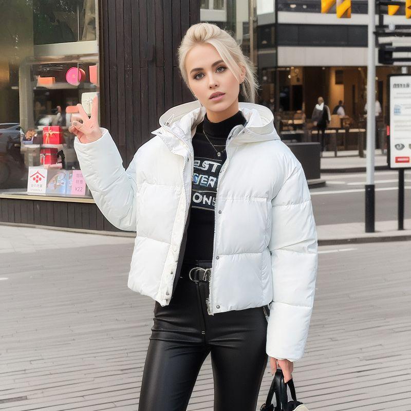 Women's Winter Jacket 2024 Winter Women Pure Color Thicken Warm Short Cotton Jacket Female Hooded Parkas Coats Women's Clothing