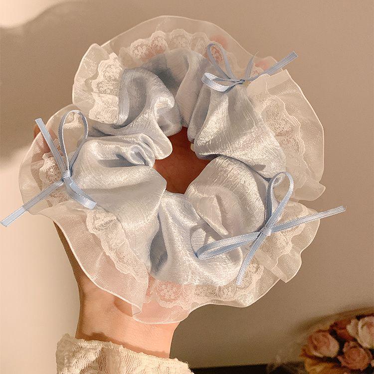 Korean Style Spring/Summer Floral Intestine Hair Scrunchie for Women – Elegant Ponytail Tie and Mori Girl Accessory.