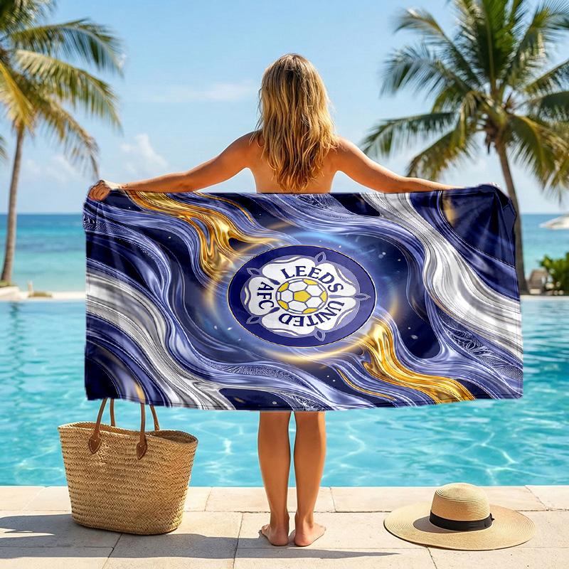 Asciugamano da Spiaggia Leeds United Football Morbido Microfibra Asciugamano Estivo Asciugatura Rapida Assorbente per Spiaggia Piscina Viaggio
