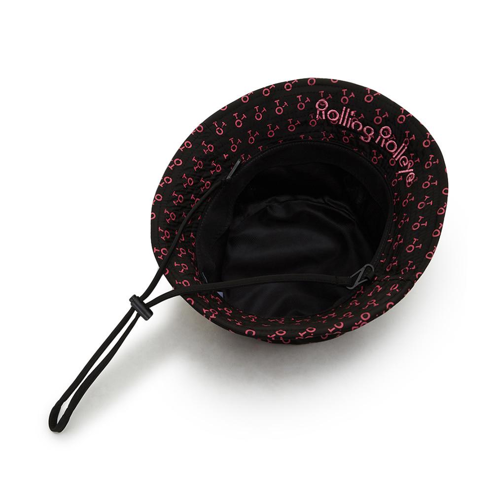 ROLLINGROLLEYE Waterproof Bucket Hat Black Pink Logo Pattern