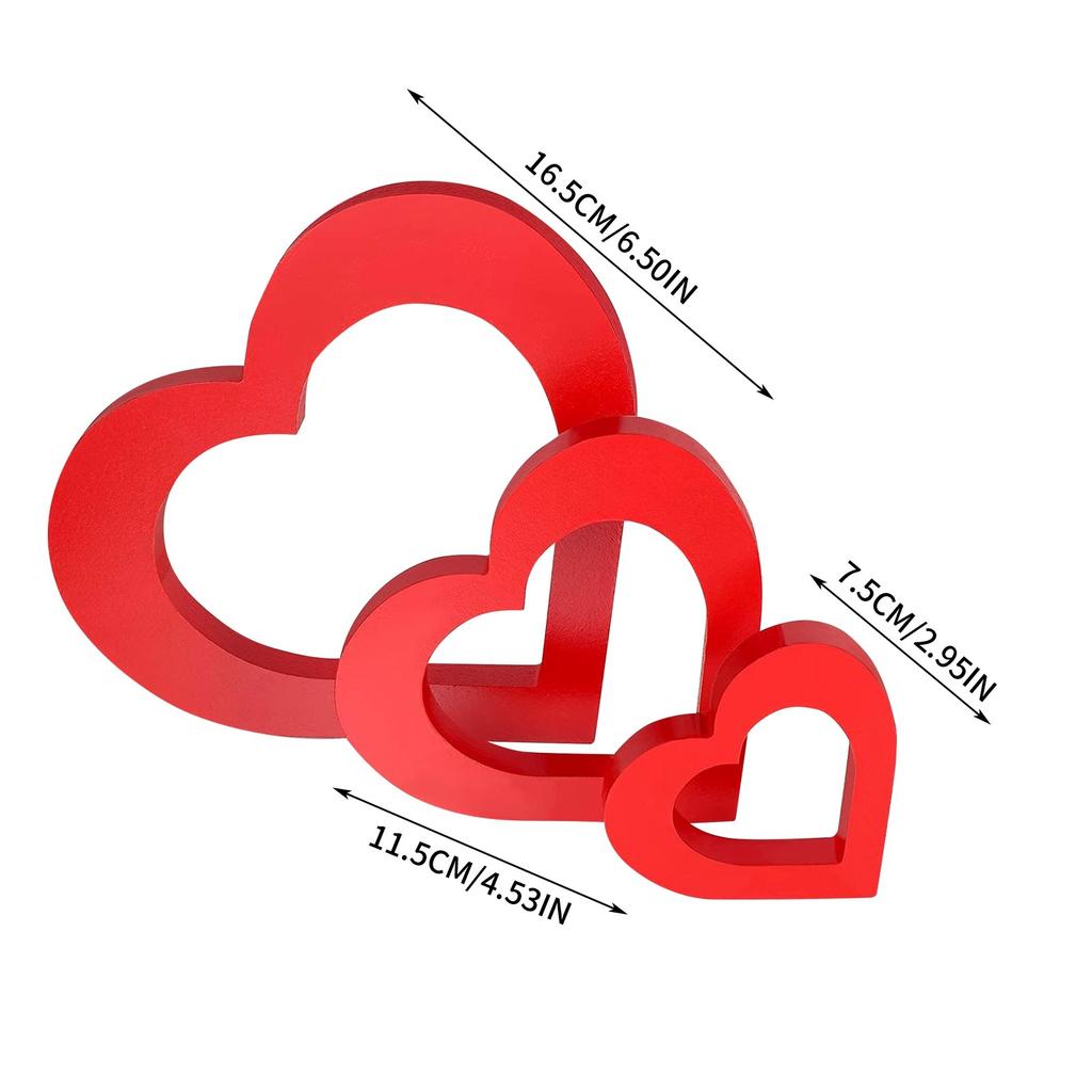 New wooden heart shape Ornaments Home Decor Valentine's Day Living Room Desk Decoration Festival Gift Crafts