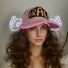 Kawaii Anime Glowing Neon Arale Hat Dr.Slump LED Light Pink Baseball Cap Cosplay Party Props Luminous Hat With Angel Wings Decor