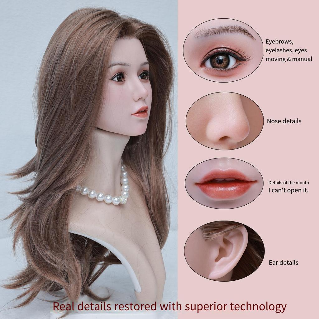 100% Silicone Sex Doll Head Standard Wig Suitable for 130-180CM Solid Dolls Body M16 and Standard Bolts 2 Connection Methods GJ-ZP003