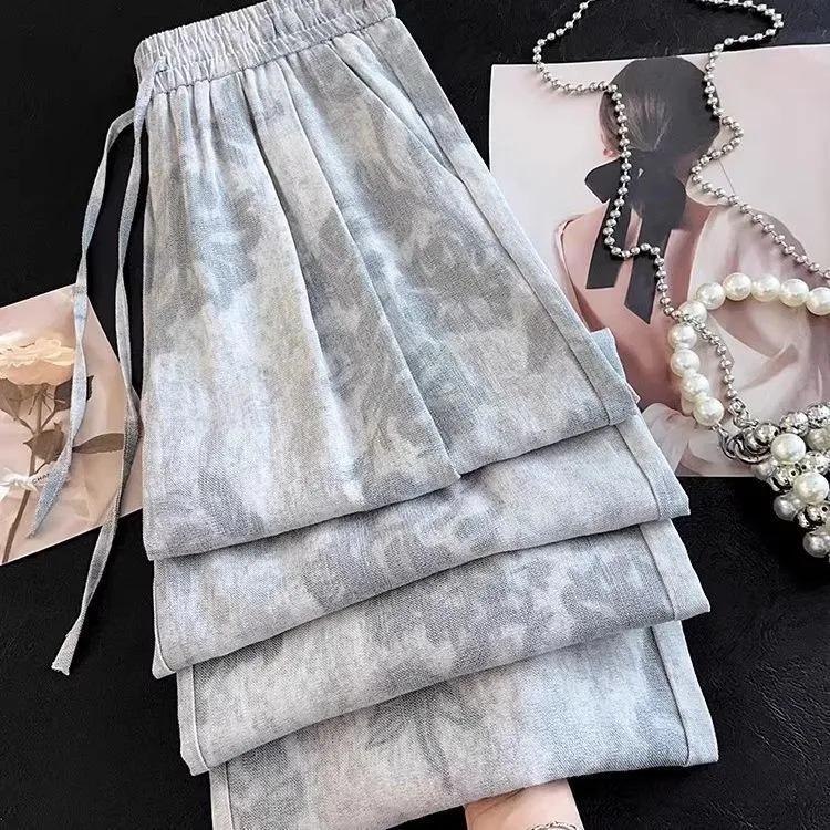 Summer Women's Plus Size Retro Wide-Leg Pants: High Waist, Loose, Casual Fit