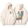 Latest Model Cyberwind Cat Pattern Men's Hooded Sweatshirt - Casual Loose Fit Couple's Sweatshirt Coat