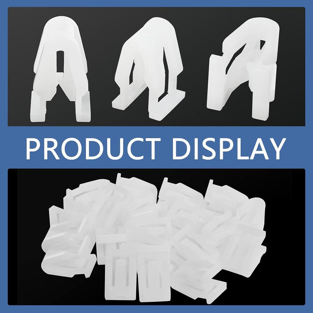 20 PCS Universal Car Fastener Clips, Nylon Elasticity Center Console Clips, Radio DVD Dash Panel Clips, White, Plastic, U-Shape, Flat or Round Head,