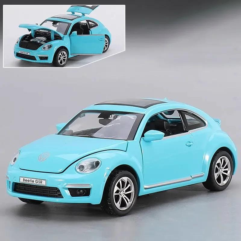 1:32 Scale Beetle GSR Car T1 Bus Model Toy Sound Light Vehicles Alloy Diecast Pull Back Miniature Models Kids Holiday Gifts