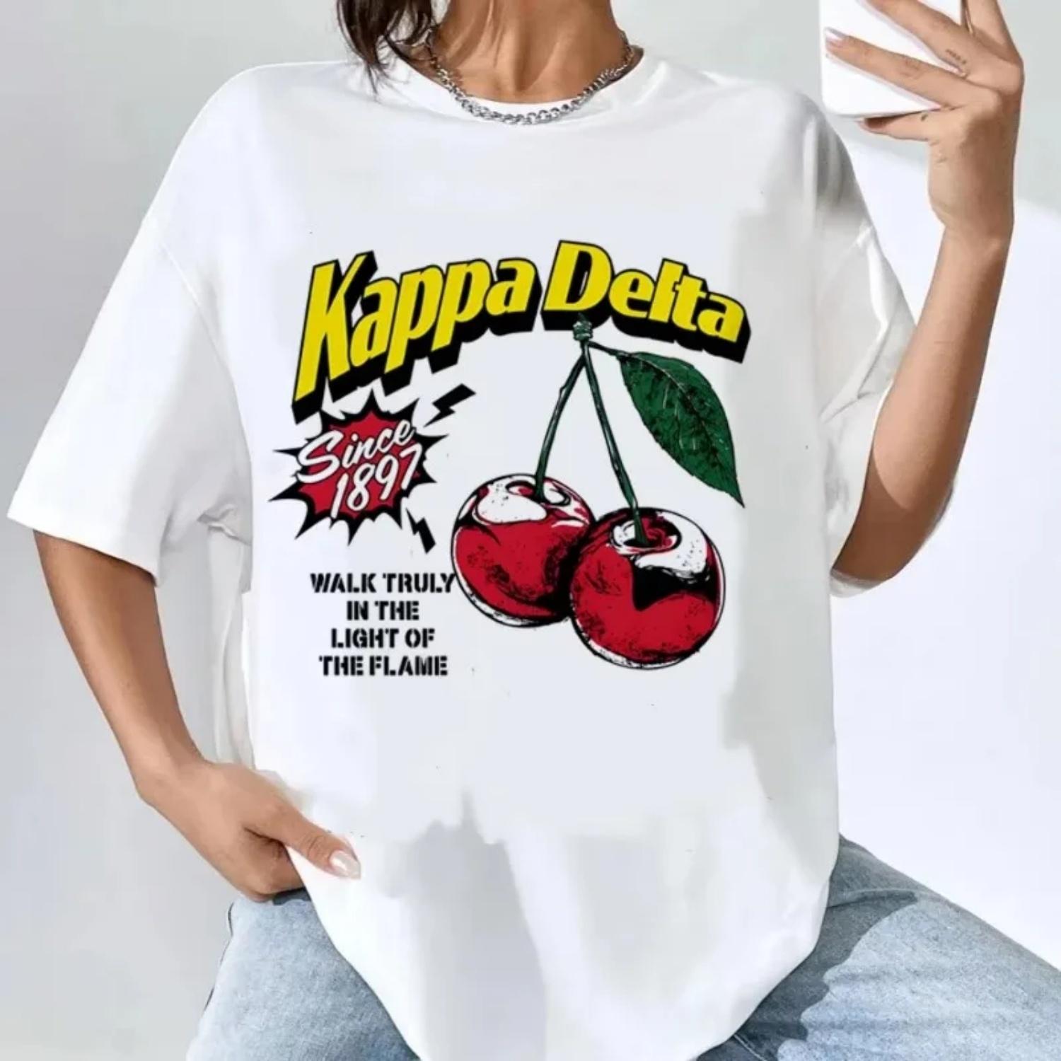 

Cherry Print T Shirt Female Comfortable Graphic Gothic Aesthetic Retro Grunge T-shirt Kawaii Streetwear Hip Hop Colorful Classic XXXXXL білий