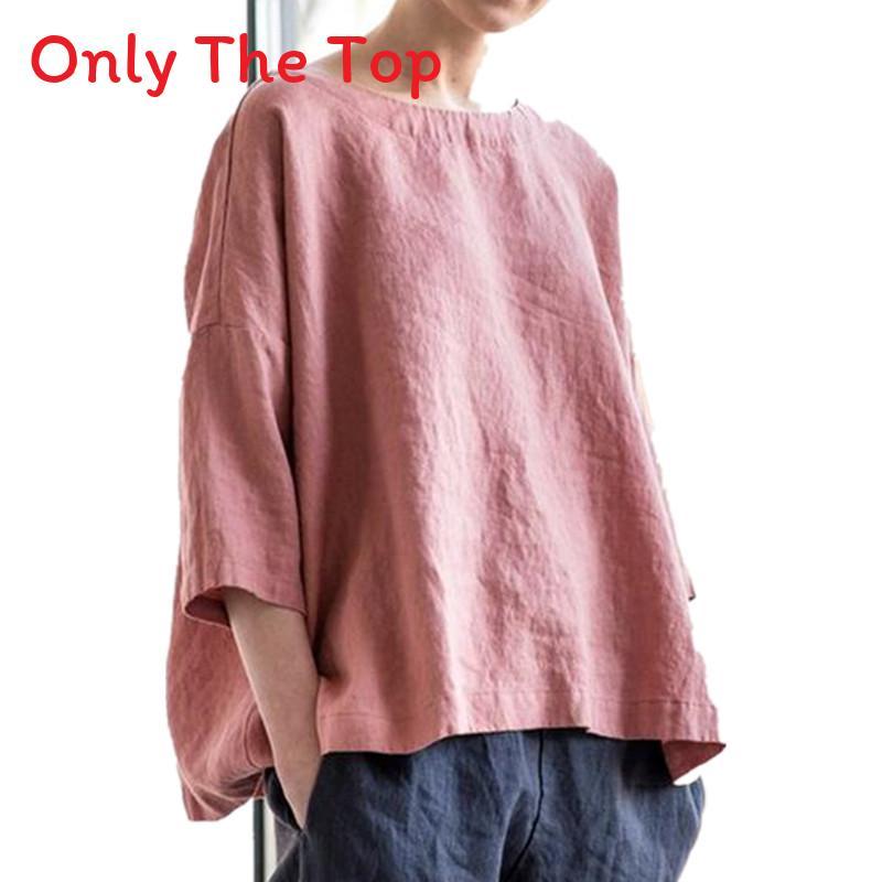 Bohemian Style Cotton Linen Loose Fit Shirt With Patchwork Design For Casual Women