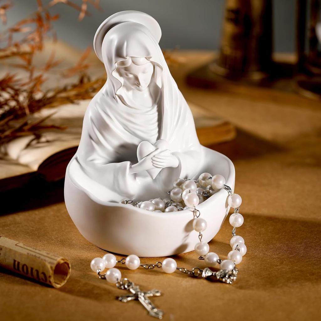 Virgin Mary Resin/Plastic Sculpture - Exquisite Catholic Statue Handmade Religious Figure Ornament for Room Decoration