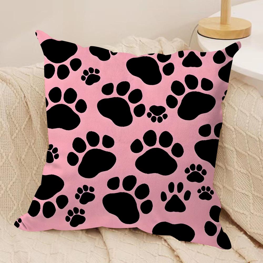 Cute Cat Cushion Cover Soft Plush Fabric DoubleSided Printed Sofa Cushion Cover for All Seasons Home Decor Gift
