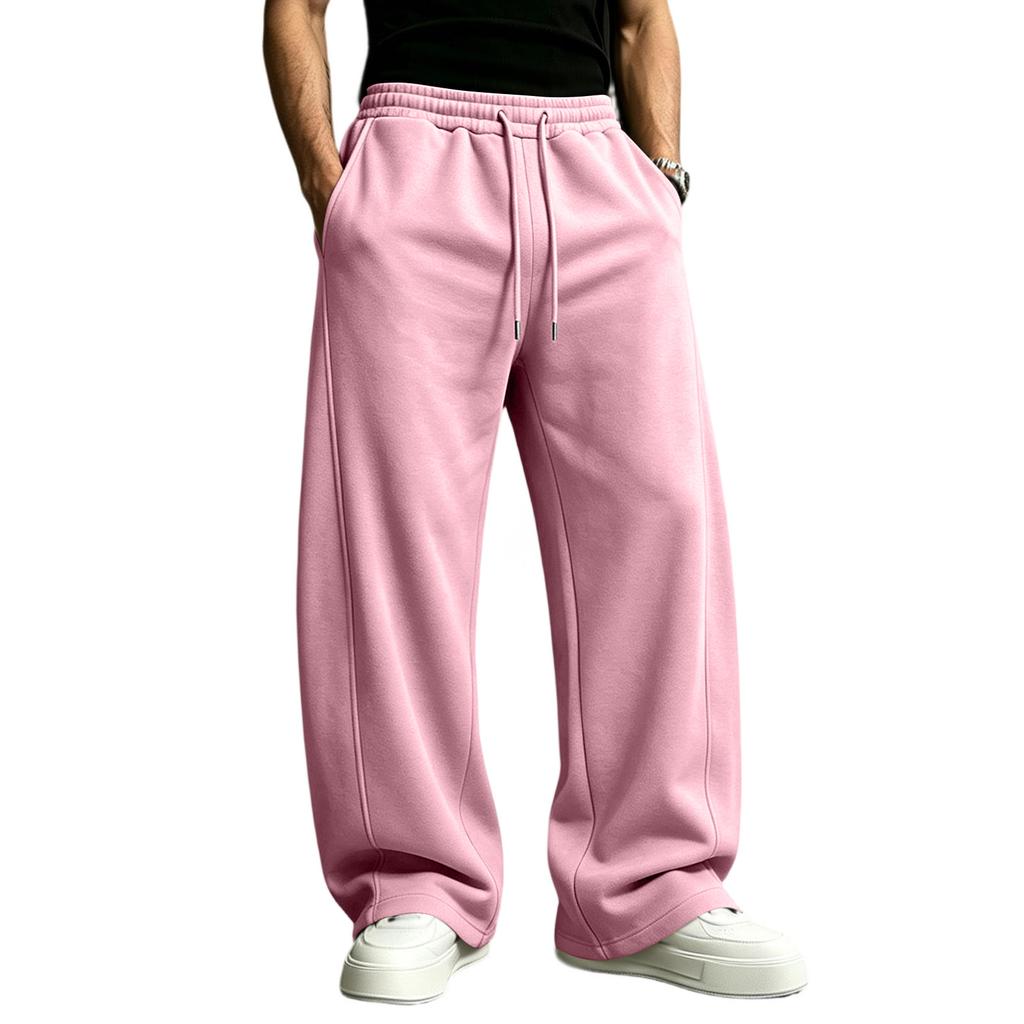 Men's Casual Straight Leg Joggers with Elastic Waistband and Drawstring for Everyday Wear
