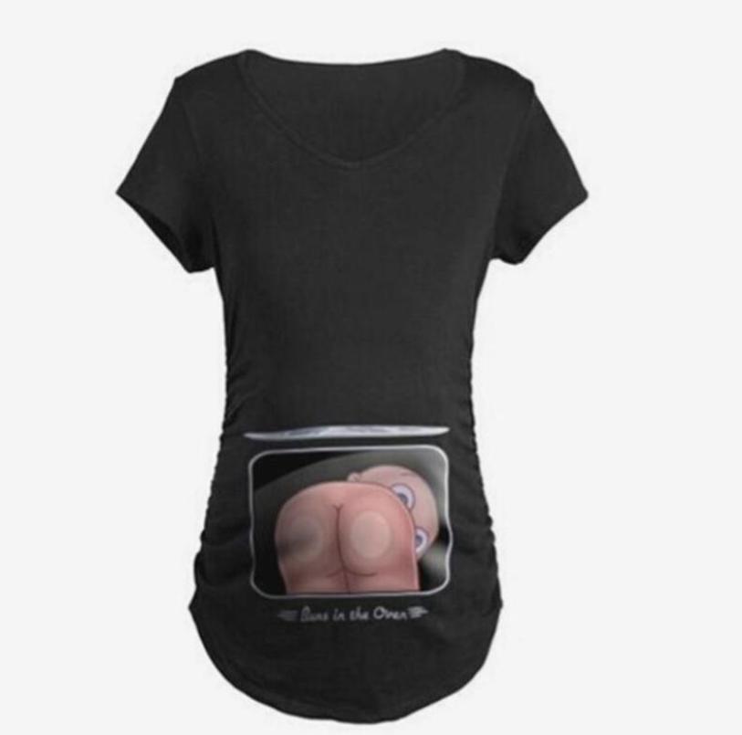 Women Maternity Short Sleeve Cartoon Print Tops T-shirt Pregnancy Clothes Maternity Clothes