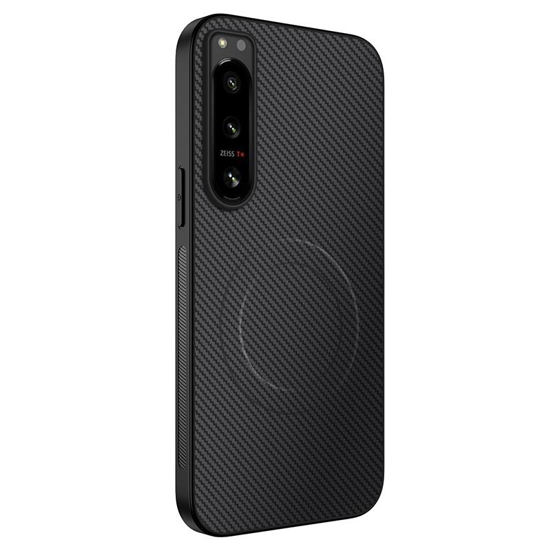 Carbon Fiber Texture Magnetic Case for Sony Xperia 1 VII 1VI 5 III 5 II Magsafe Wireless Charging Matte Shockproof Soft Cover