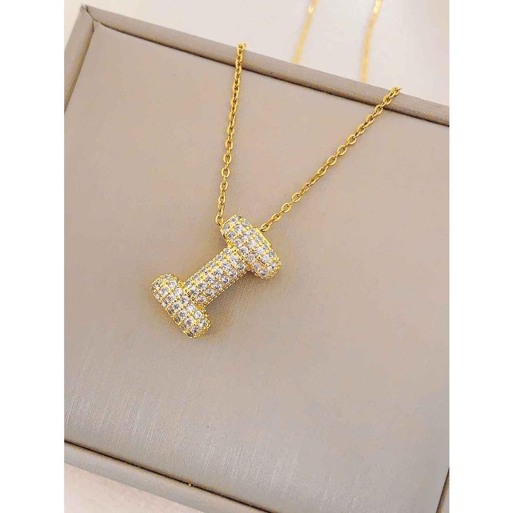 Necklace Female English Alphabet Necklace Female Hip Hop Full Zircon Delicate Clavicle Chain Personality Necklace