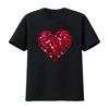 Damen Übergröße Valentinstag Rotes Glitzer Herz Print T-Shirt Funkelnd Strass Leiche Design Lässig Rundhals Kurz Grafik
