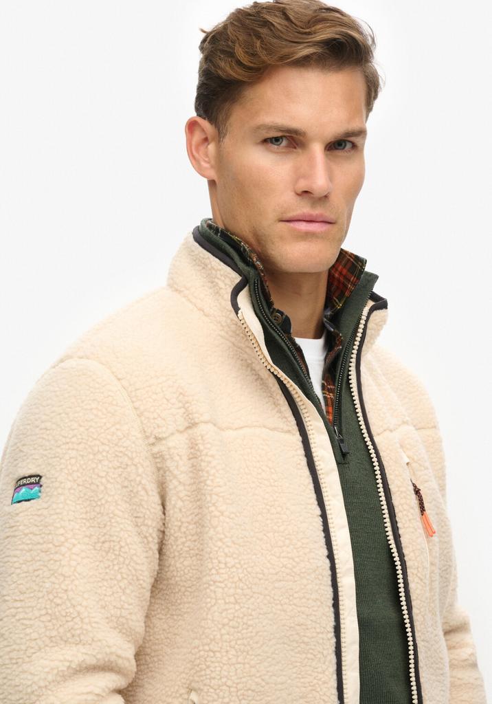 Demi-season Jacket Superdry Outdoor Full Zip Fleece Oatmeal Beige