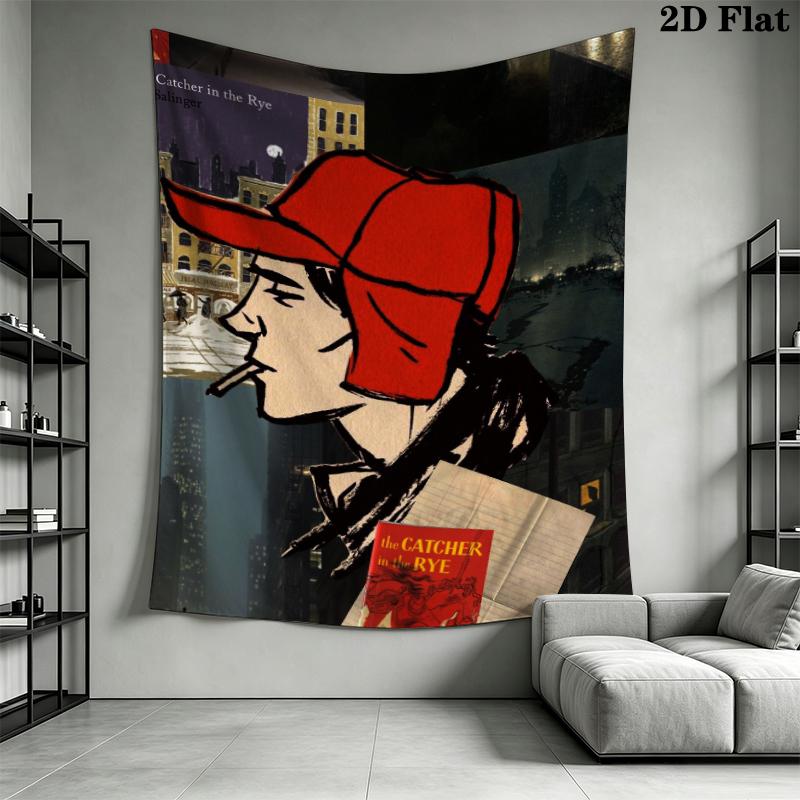 Holden Caulfield Wall Tapestry Aesthetic Wall Hanging Printed Fabric Blanket Decorative Tapestries for Bedroom Living Room Home Decor