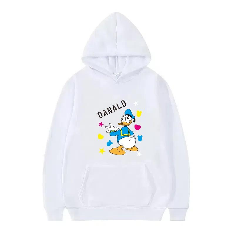 Disney Donald Duck Muster Damen Fleece Sportlich Locker Grau Herbst Oberteile Kleidung Pullover Damen Günstig Y2k Hoodies Herren Sweatshirts