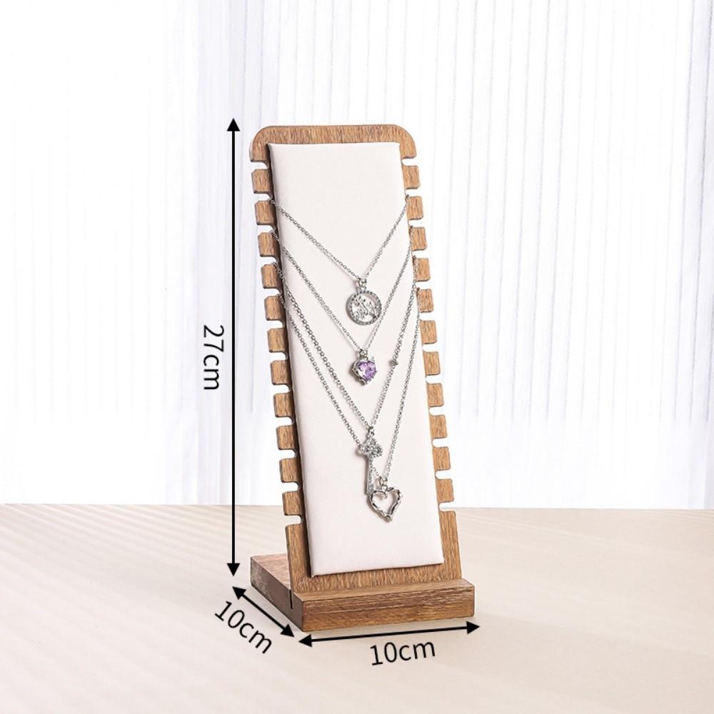 New Wood Necklace Display Stand Square Detachable Jewelry Organizer Leather Flock Wooden Storage Rack Jewelry