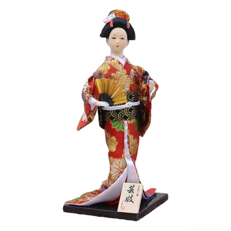 QX2E 30cm Handgefertigte Japanische Geisha Kimono Puppen Figurinen Präsentieren Traditionelle Kultur für Heimdekoration Sammler