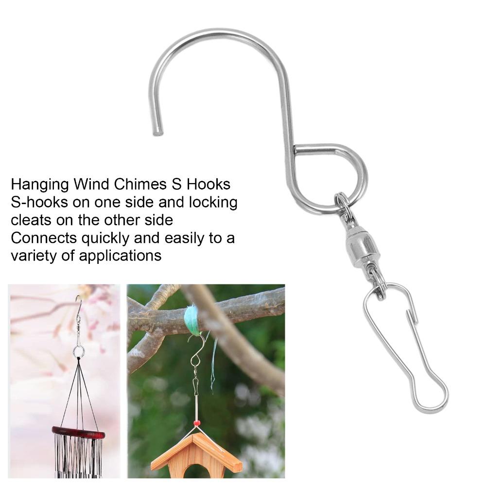 20pcs S Shape Hook S Hook Clips Stainless Steel Dual Clip Wind Chimes S Hook 360 Degree Rotation Silver