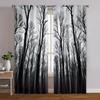 2pcs, Light Filtering Curtains Gothic Black Forest & Pine Tree Print Versatile Fabric (without Rod) Art Deco Festive Use for