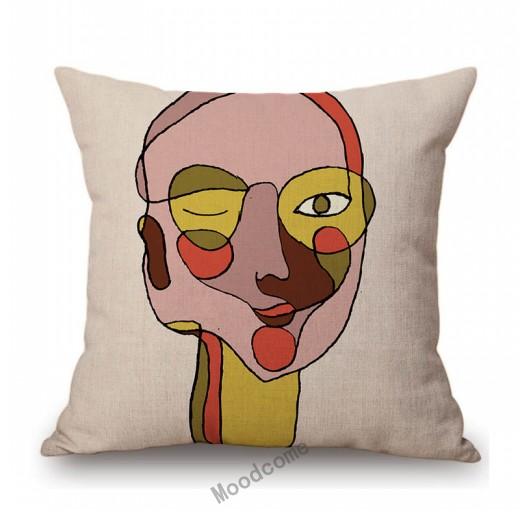 Picasso Abstract Cartoon Face Oil Painting Cotton Linen Home Decorative Sofa Pillow Case World Famous Car Cushion Cover