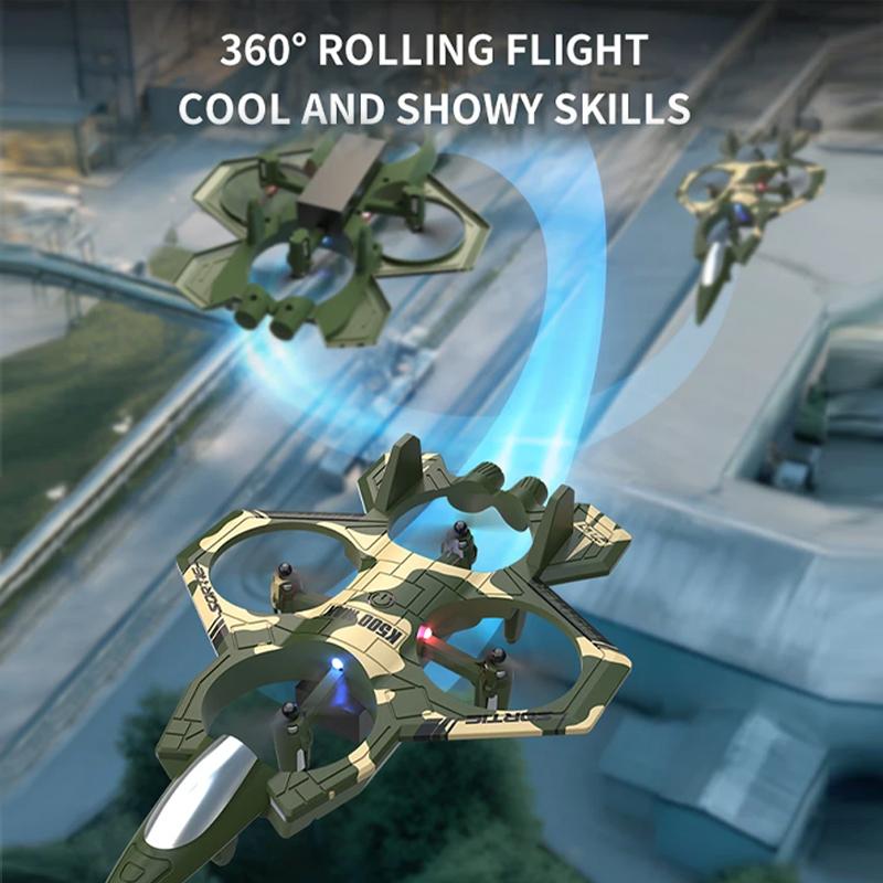 Kid K500MAX RC LED Plane Fighter 2.4G Remote Control Stunt Glider 360 ° Rolling Flight Flying EPP Foam  Airplane Boy Toy CZ63