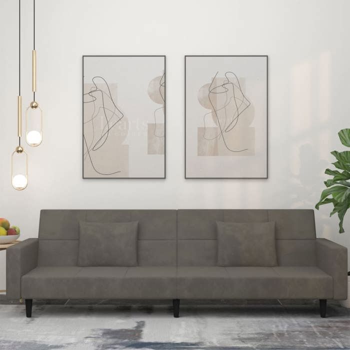 VidaXL 2-seater Sofa Bed with Two Pillows Dark Grey Velvet 375817