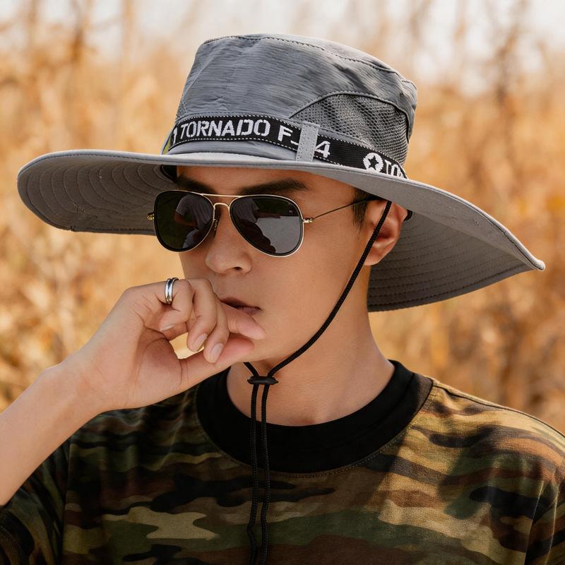 Outdoor shading and sun protection fisherman's hat men's summer large brim UV protection mountain hiking fishing hat