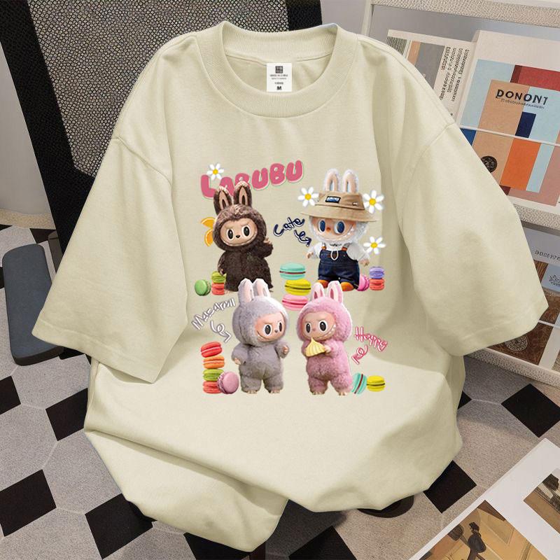 New LABUBU Printed Short Sleeved T-shirt Women's Round Neck Top Cute Casual Fashion Clothes