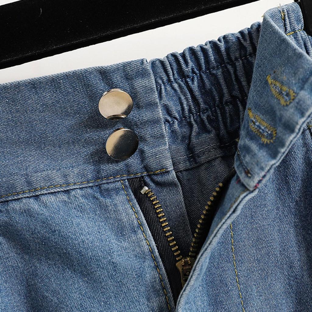 Women's Loose Medium Length Denim Skirt Casual High Waist Skirt