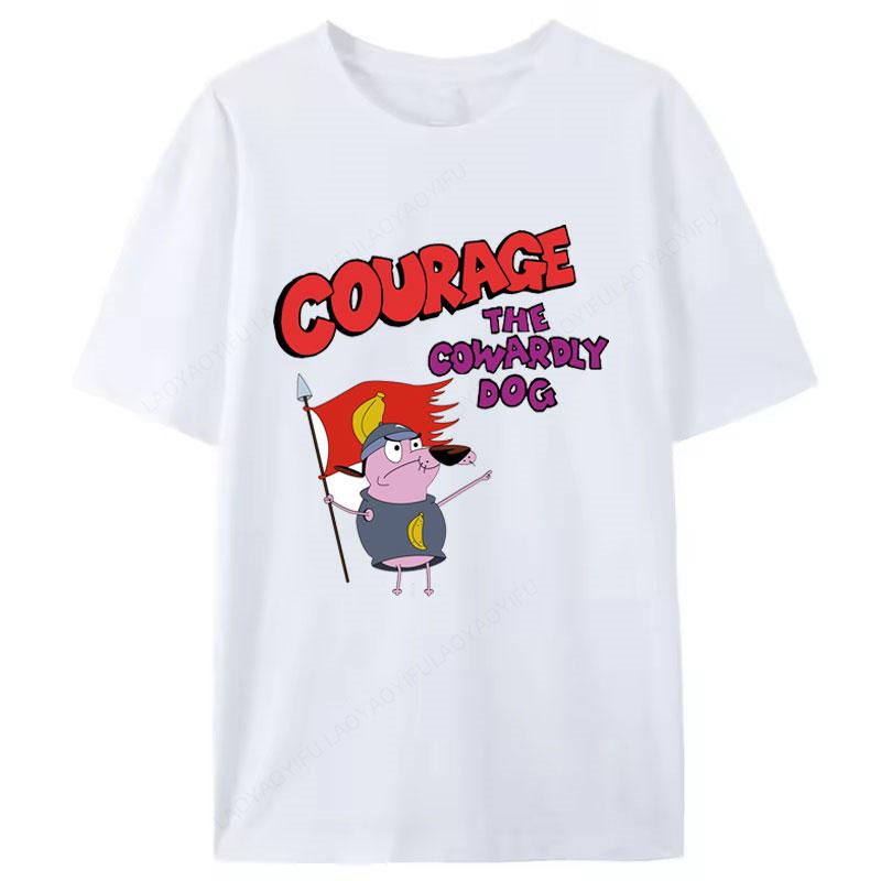 Courage The Cowardly Dog Animated Movie Promo Nerd T Shirt 2025 Summer New Arrival for Kids Gifts Clothes Camisa Creativity Tee